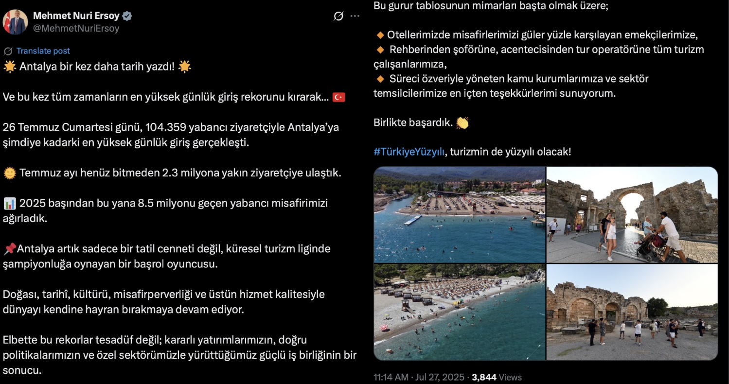 Antalya'da Tarihi Gün: En Yüksek Günlük Yabancı Ziyaretçi Rekoru Kırıldı