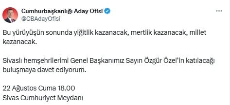 Özel ve İmamoğlu'ndan Sivas mitingine çağrı